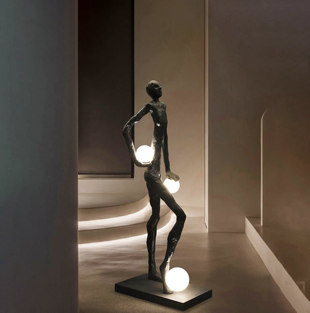 Kicking Ball Sculpture Character Tall Lamp Floor Lamp