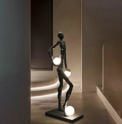 Kicking Ball Sculpture Character Tall Lamp Floor Lamp