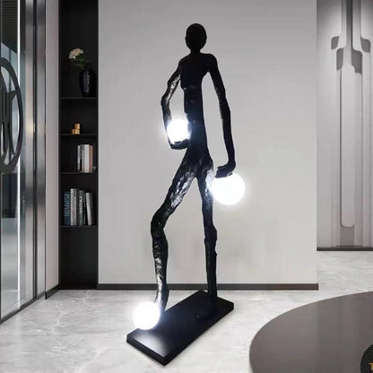 Kicking Ball Sculpture Character Tall Lamp Floor Lamp