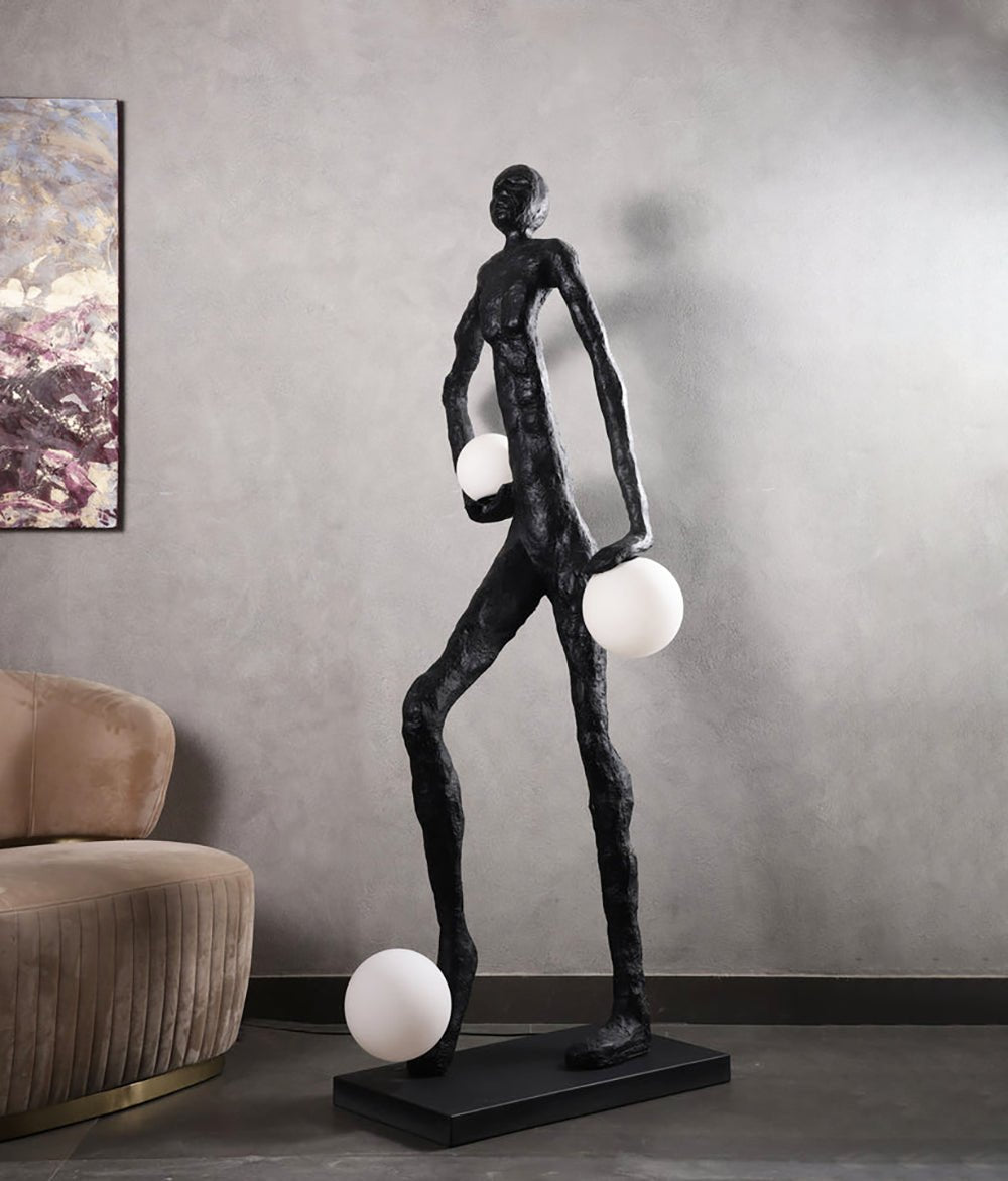 Kicking Ball Sculpture Character Tall Lamp Floor Lamp