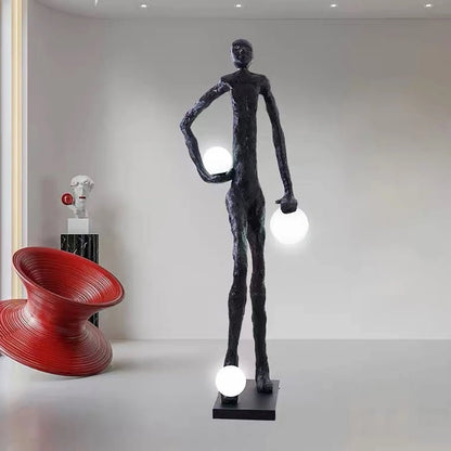 Kicking Ball Sculpture Character Tall Lamp Floor Lamp