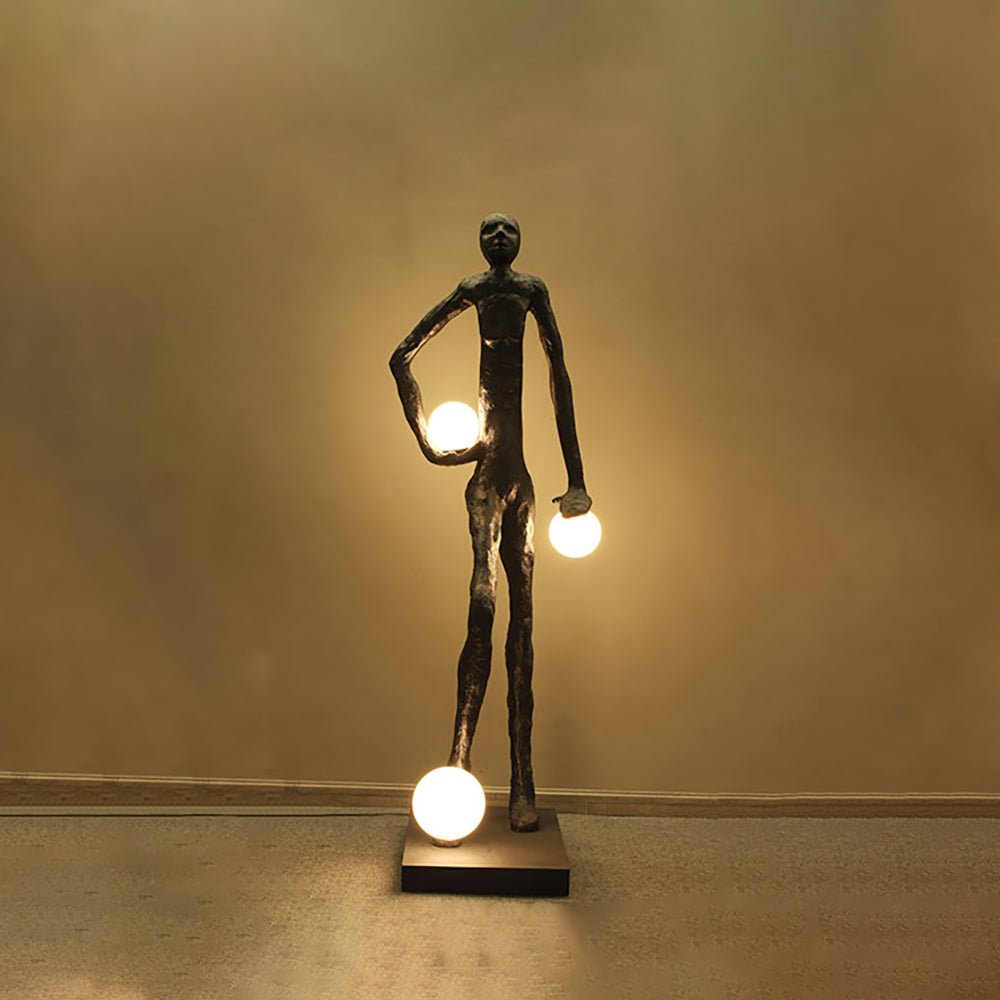 Kicking Ball Sculpture Character Tall Lamp Floor Lamp