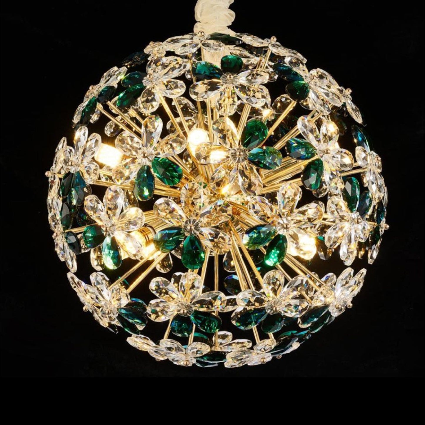 Michael Amini Emerald Bouquet 8-Light Round Chandelier