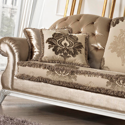 Lacquered Taupe Velvet Upholstered Baroque Style Sofa