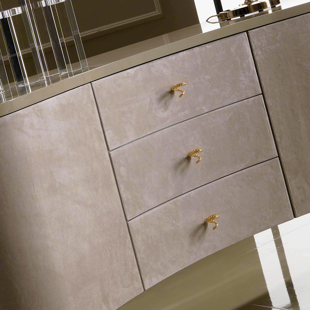 Lacquered Nubuck Shaped Luxury Sideboard With Drawers