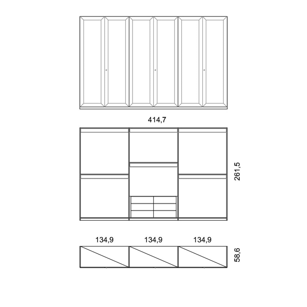 Large 6 Door Button Upholstered Fitted Wardrobe