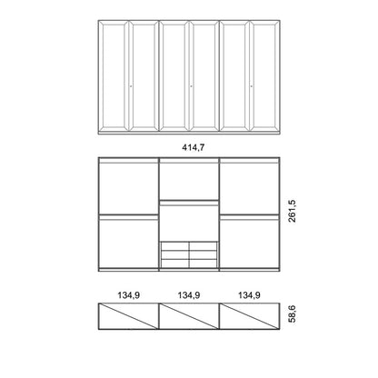 Large 6 Door Button Upholstered Fitted Wardrobe