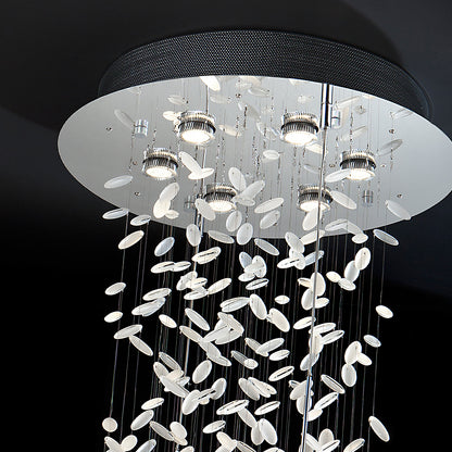 Large Contemporary Chrome Crystal Chandelier