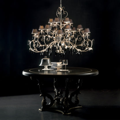 Large High End Black Crystal Silver Chandelier