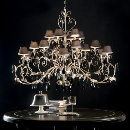 Large High End Black Crystal Silver Chandelier