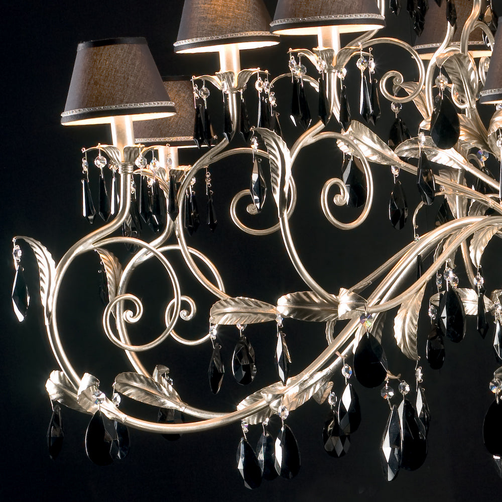 Large High End Black Crystal Silver Chandelier