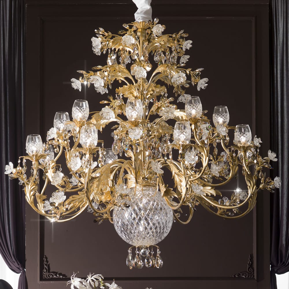 Large Luxury Italian Crystal Florentine Style Chandelier