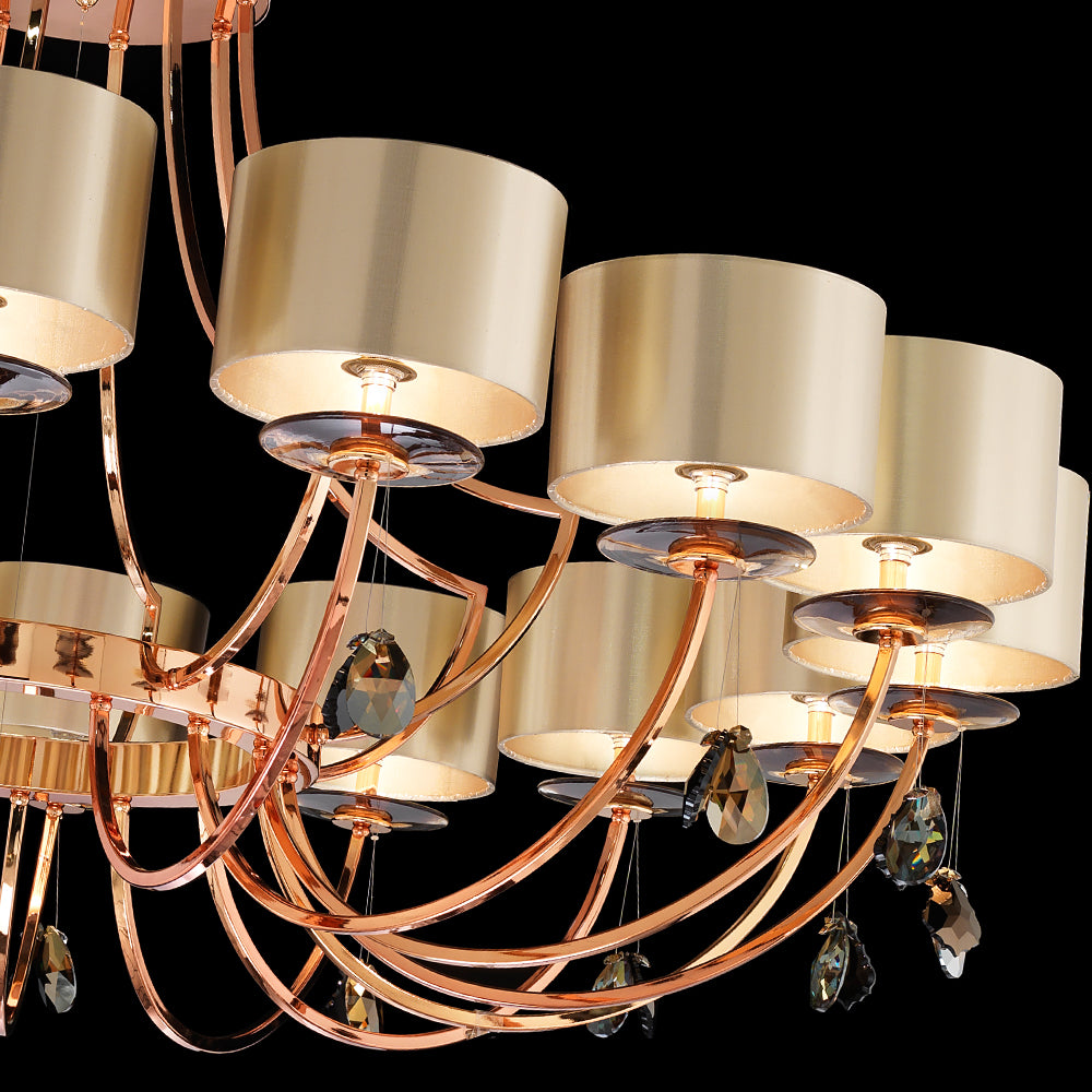 Large Modern Bronze Crystal Chandelier