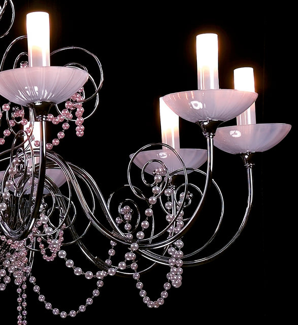 Large Pink Murano Glass Pearl Chandelier