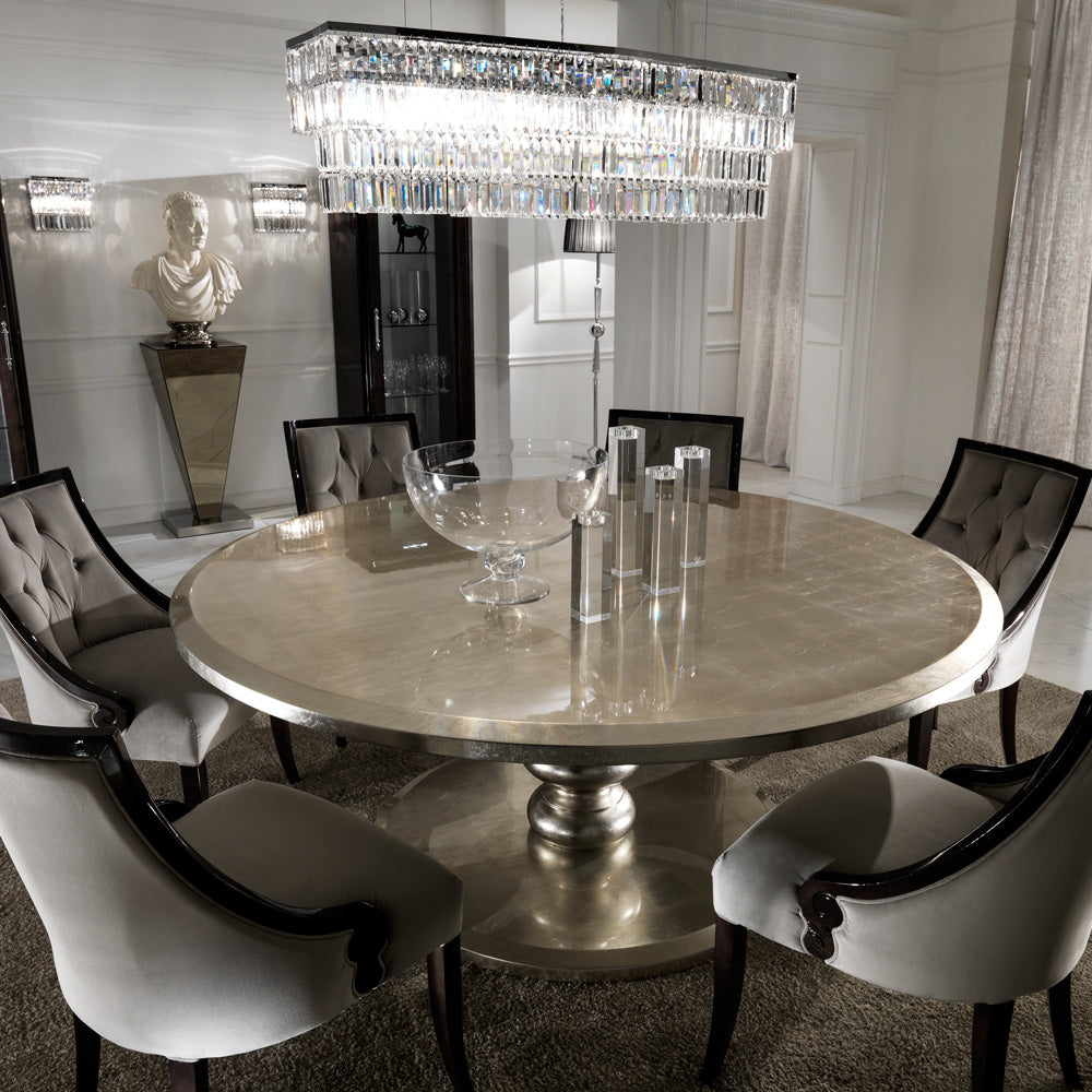 Large Round Italian Champagne Leaf Dining Table