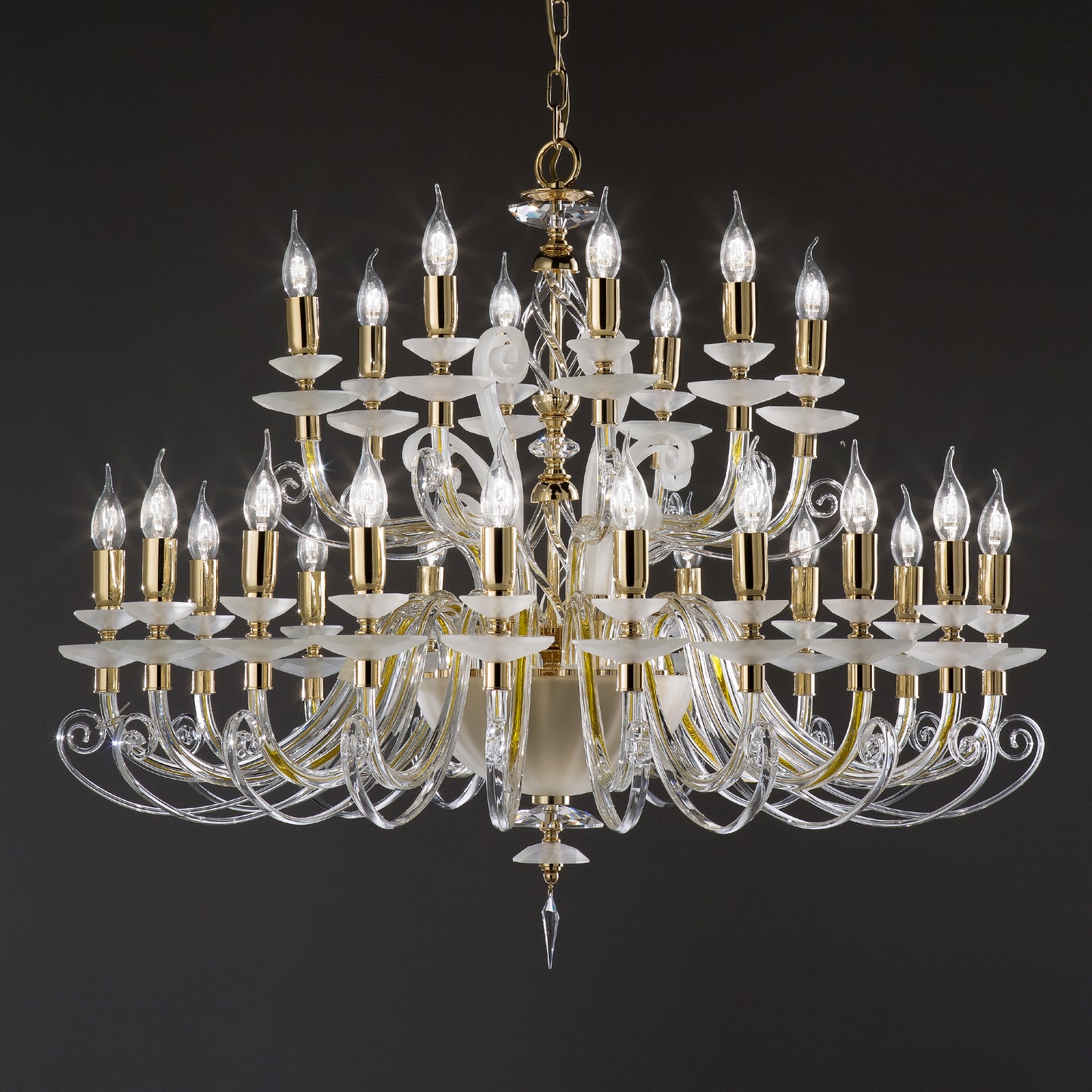 Large Satin Glass Chandelier