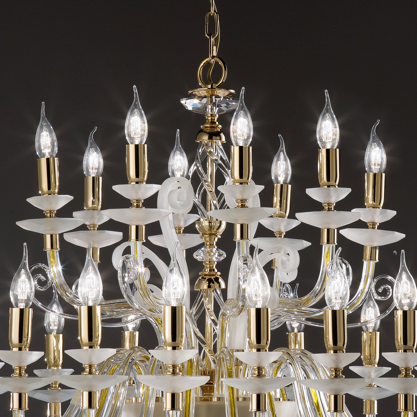 Large Satin Glass Chandelier