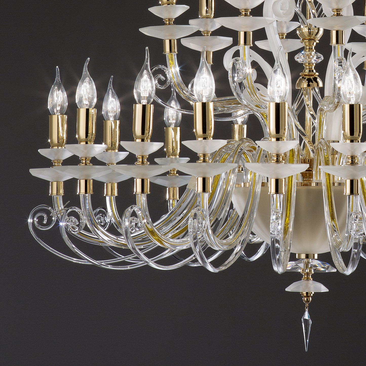 Large Satin Glass Chandelier