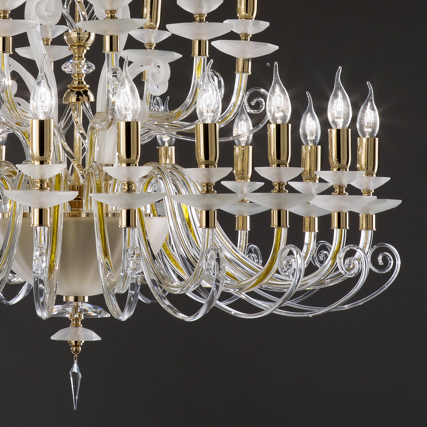 Large Satin Glass Chandelier