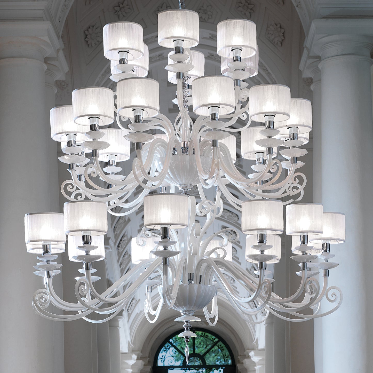 Large White Glass Modern Chandelier