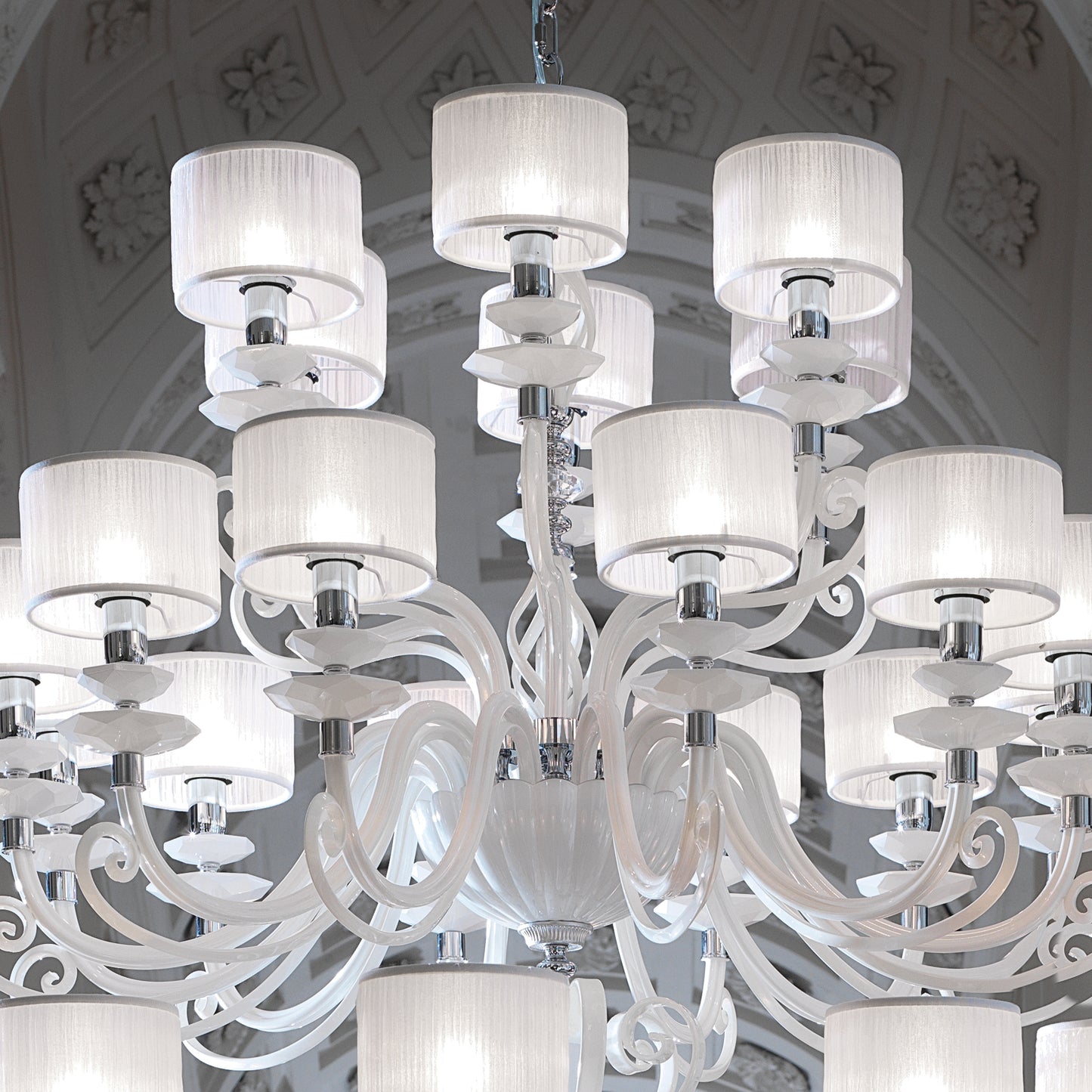 Large White Glass Modern Chandelier