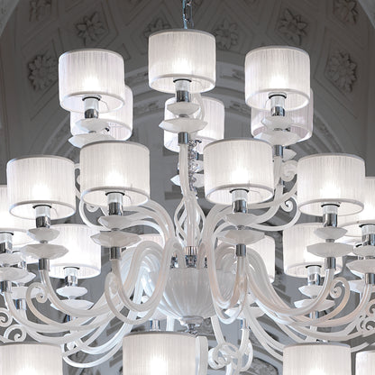 Large White Glass Modern Chandelier