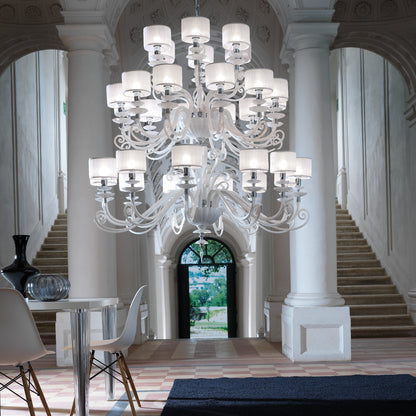 Large White Glass Modern Chandelier