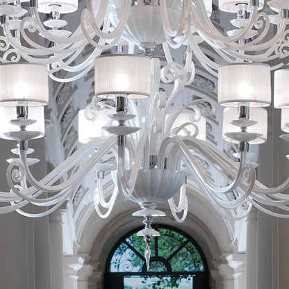 Large White Glass Modern Chandelier