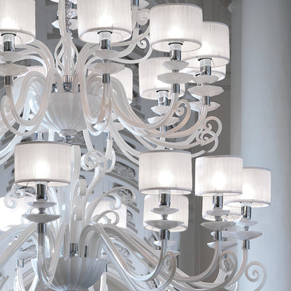 Large White Glass Modern Chandelier