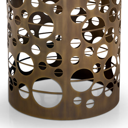 Laser Cut Bronzed Metal Round Marble Italian Dining Table