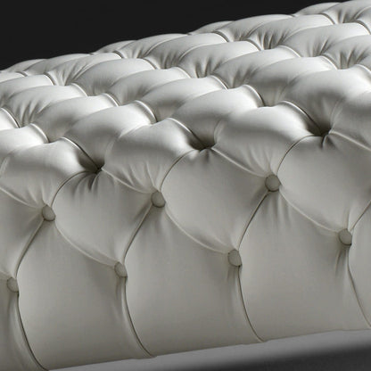 Leather Designer Button Upholstered Bench