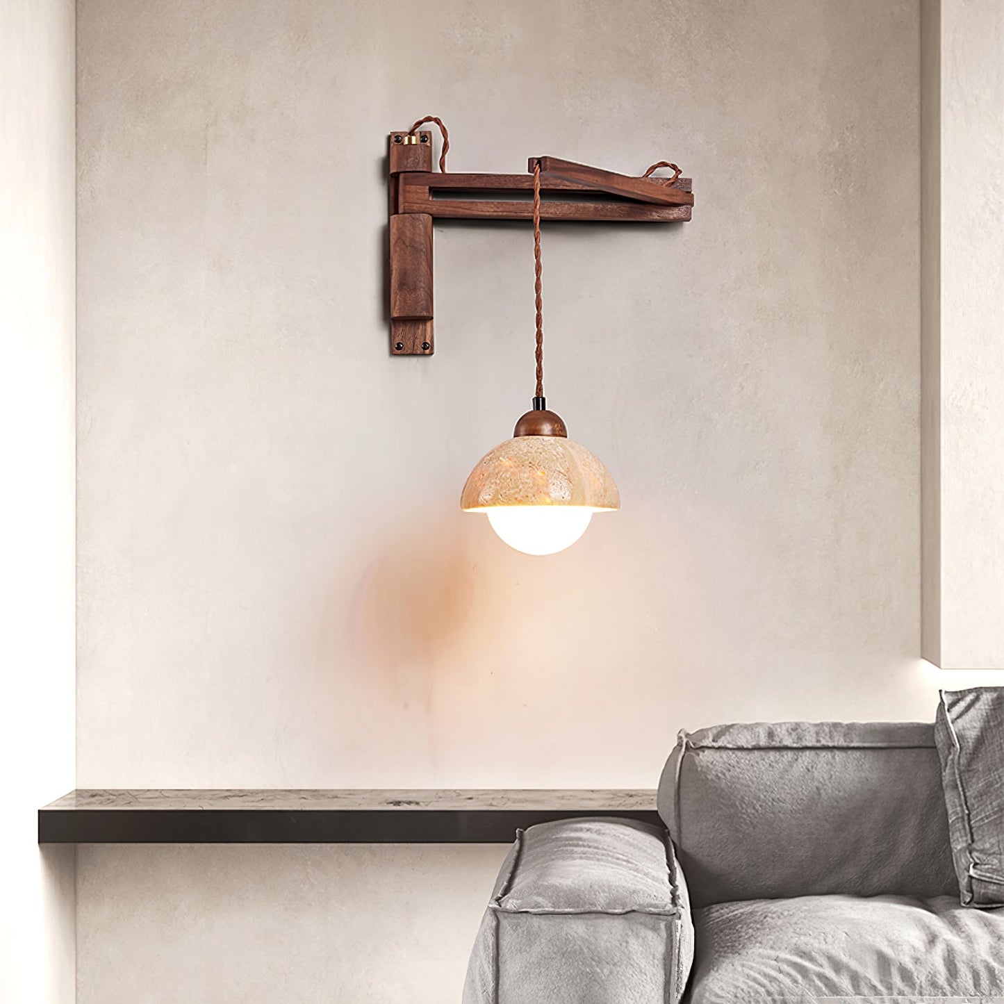 Adjustable Travertine Dome Wall Sconce