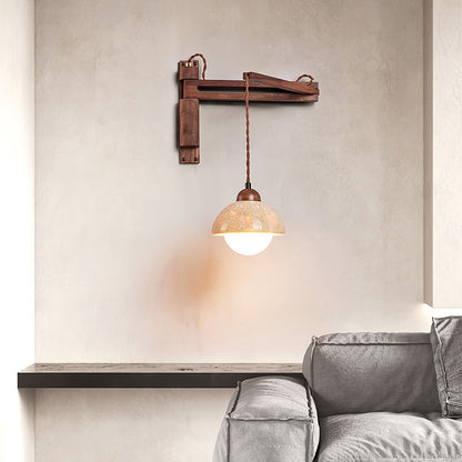 Adjustable Travertine Dome Wall Sconce