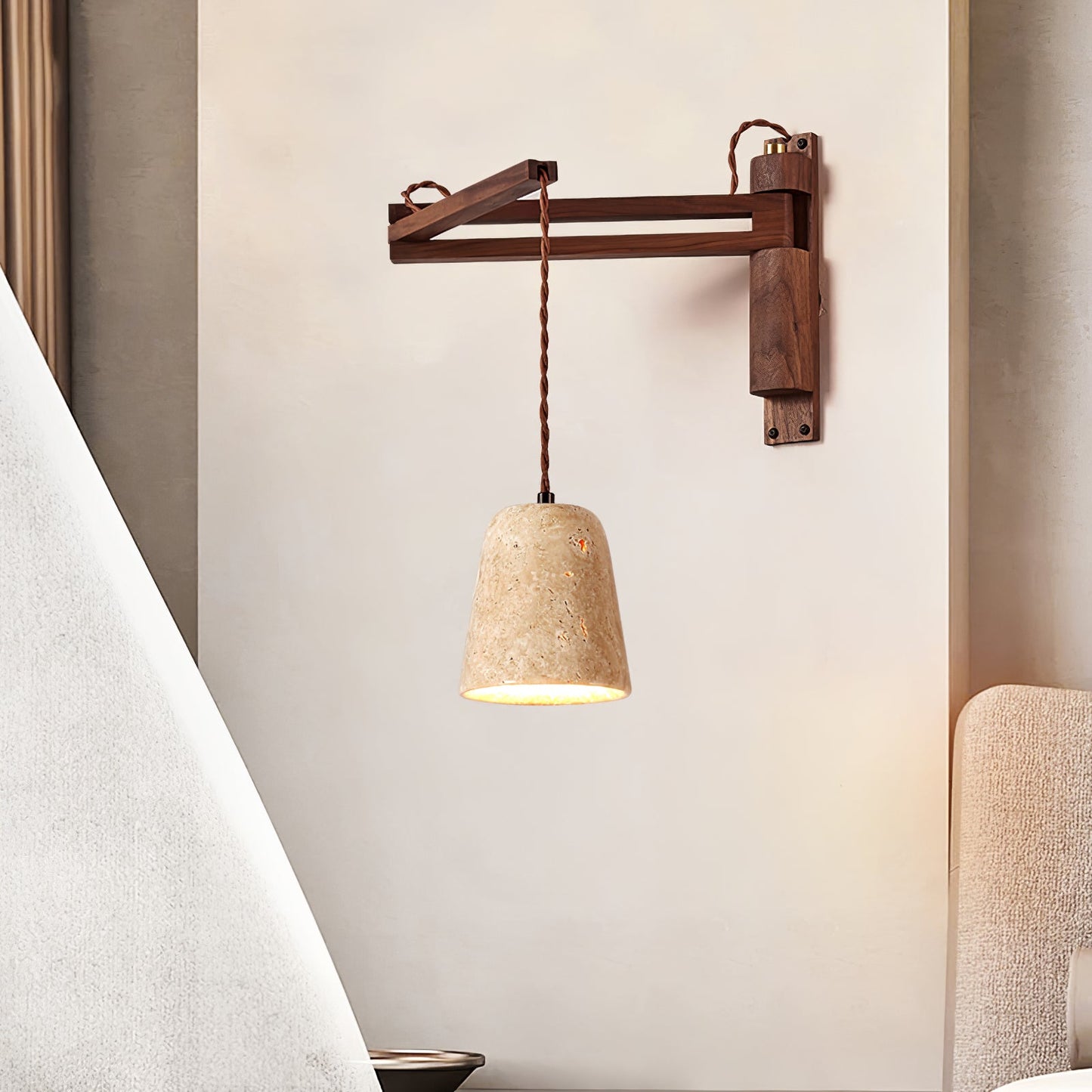 Adjustable Travertine Dome Wall Sconce