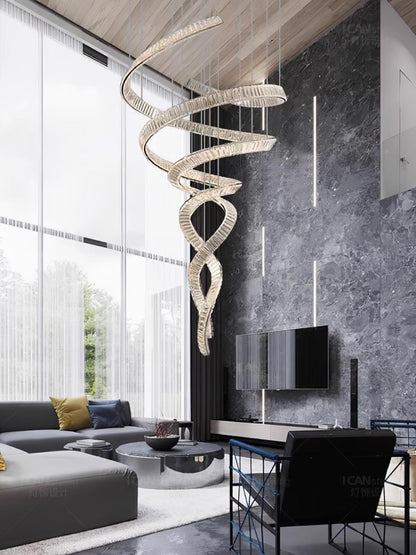 Long Spiral Crystal Chandelier