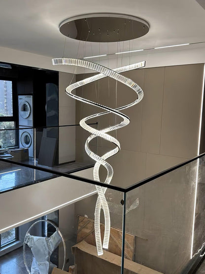 Long Spiral Crystal Chandelier