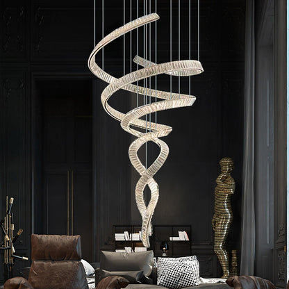 Long Spiral Crystal Chandelier