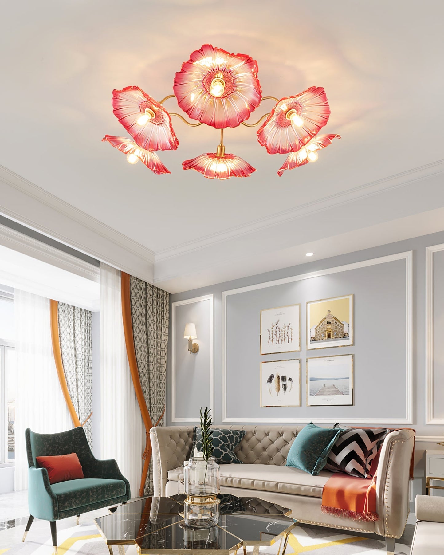 Lotus Leaf Glass Ceiling light Ceiling Lamp