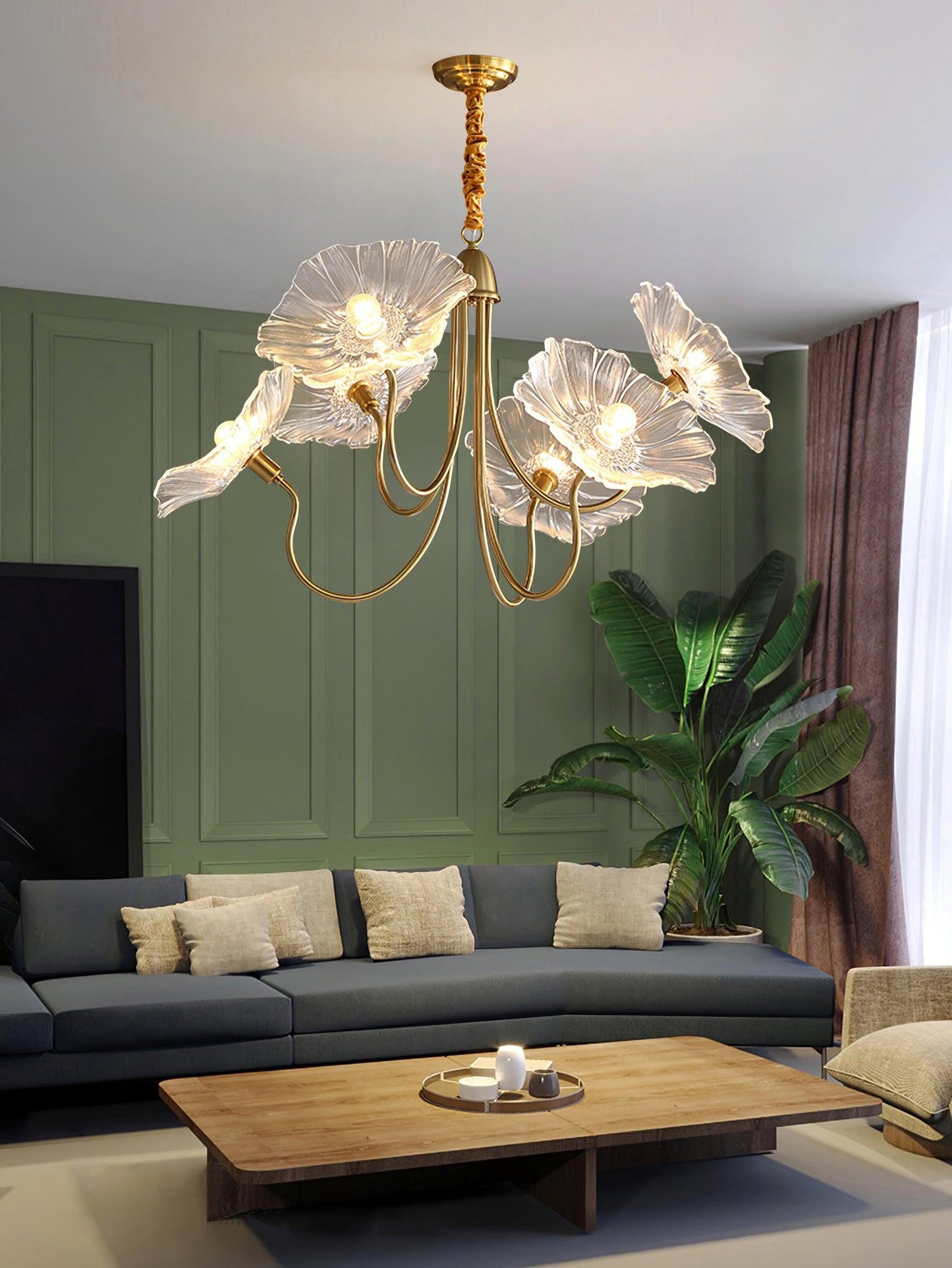 Lotus Leaf Glass Ceiling fixture Chandelier