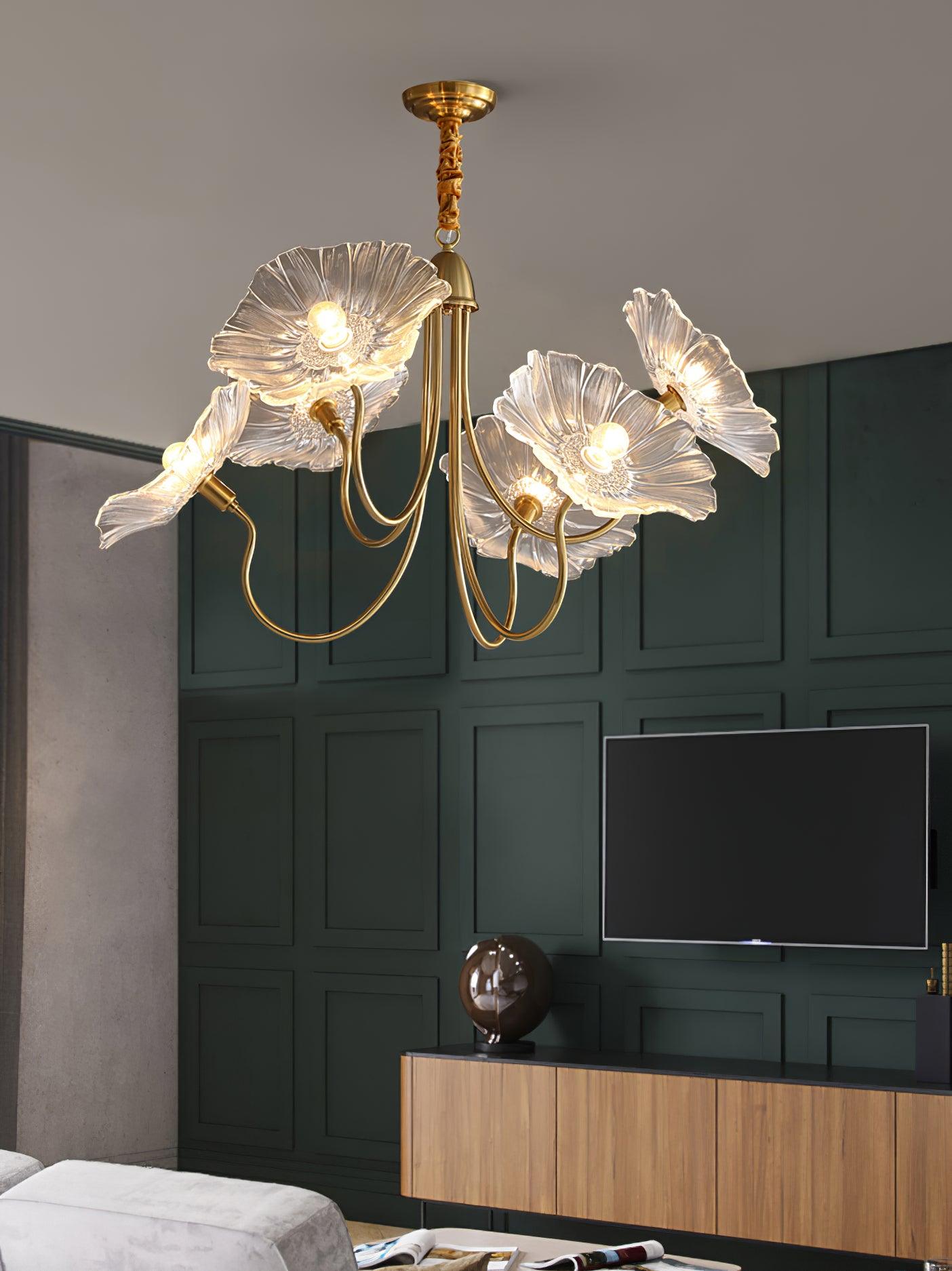 Lotus Leaf Glass Ceiling fixture Chandelier