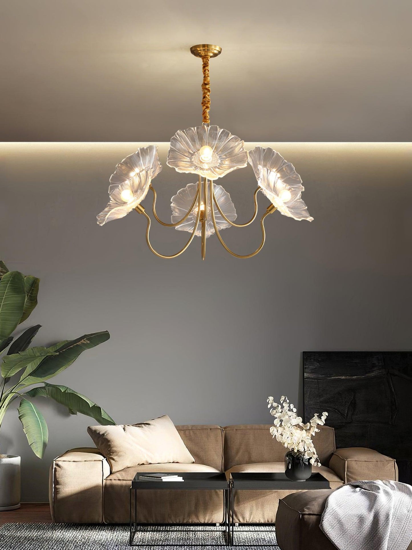 Lotus Leaf Glass Ceiling fixture Chandelier