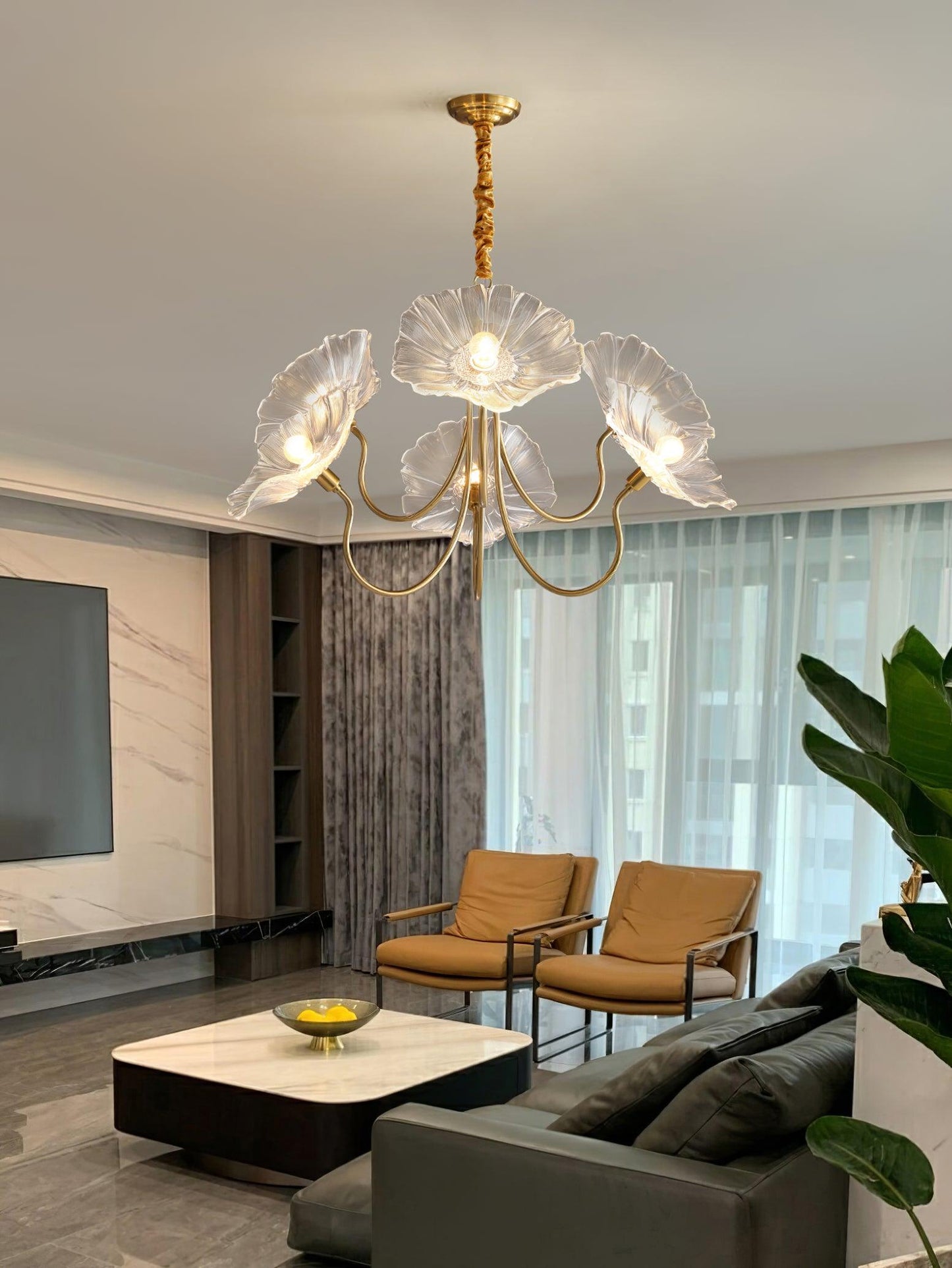 Lotus Leaf Glass Ceiling fixture Chandelier