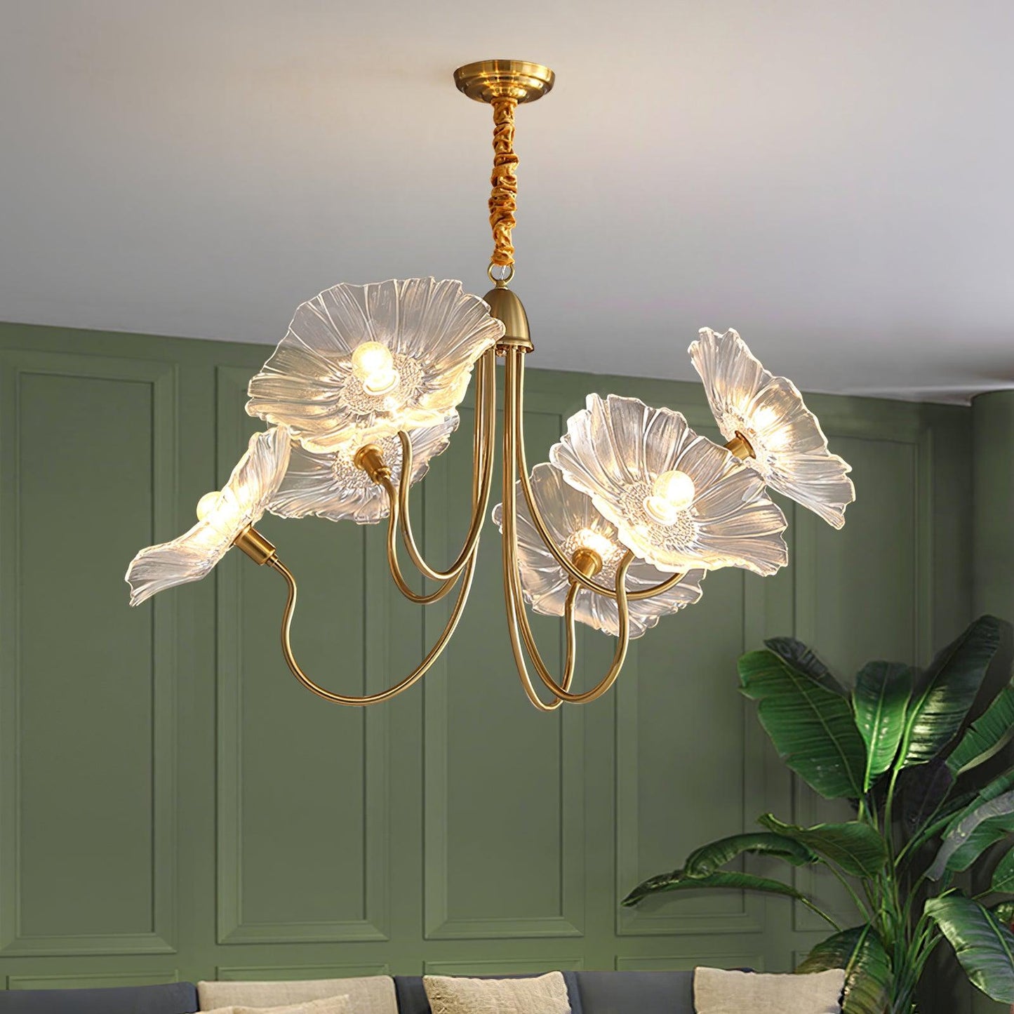 Lotus Leaf Glass Ceiling fixture Chandelier