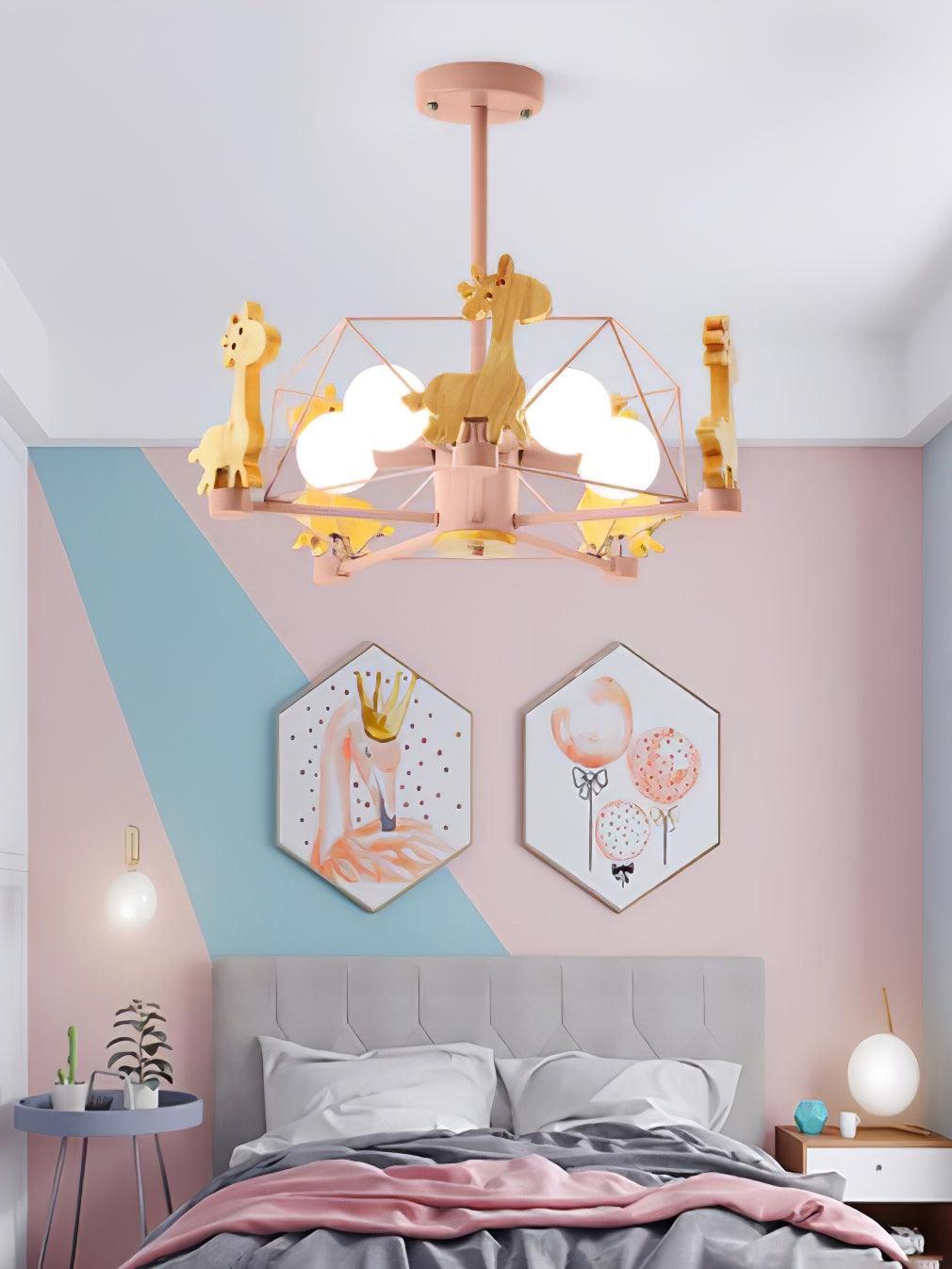 Lovely Deer Wooden Chandelier