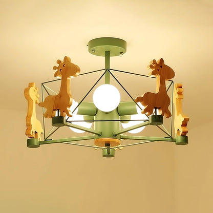 Lovely Deer Wooden Chandelier