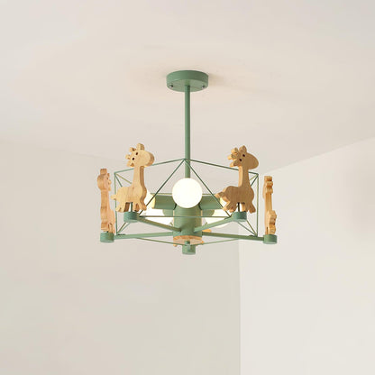 Lovely Deer Wooden Chandelier