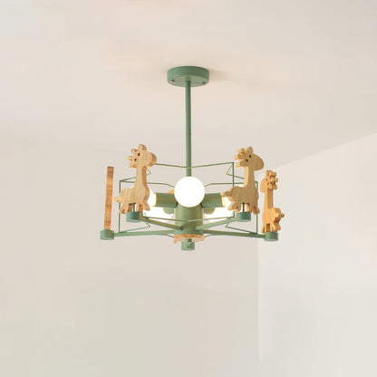 Lovely Deer Wooden Chandelier