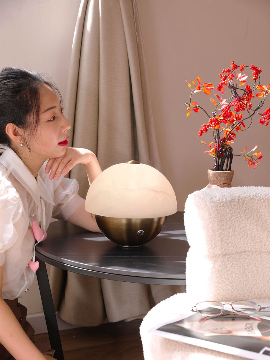 Luna Stone Mini Alabaster Table Lamp