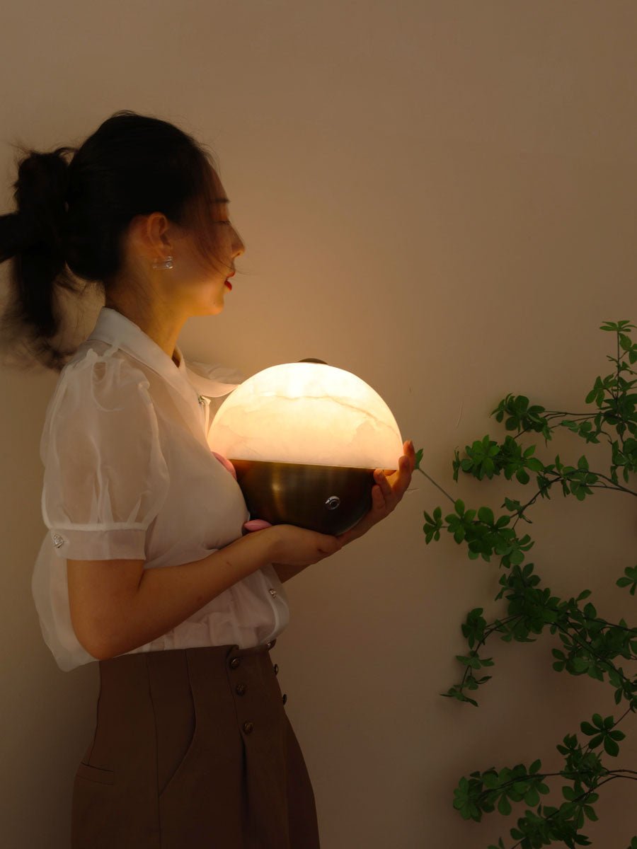 Luna Stone Mini Alabaster Table Lamp