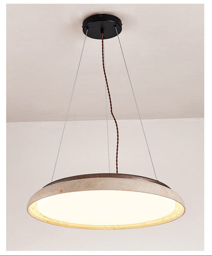 Lunar Disc Travertine Pendant Lamp